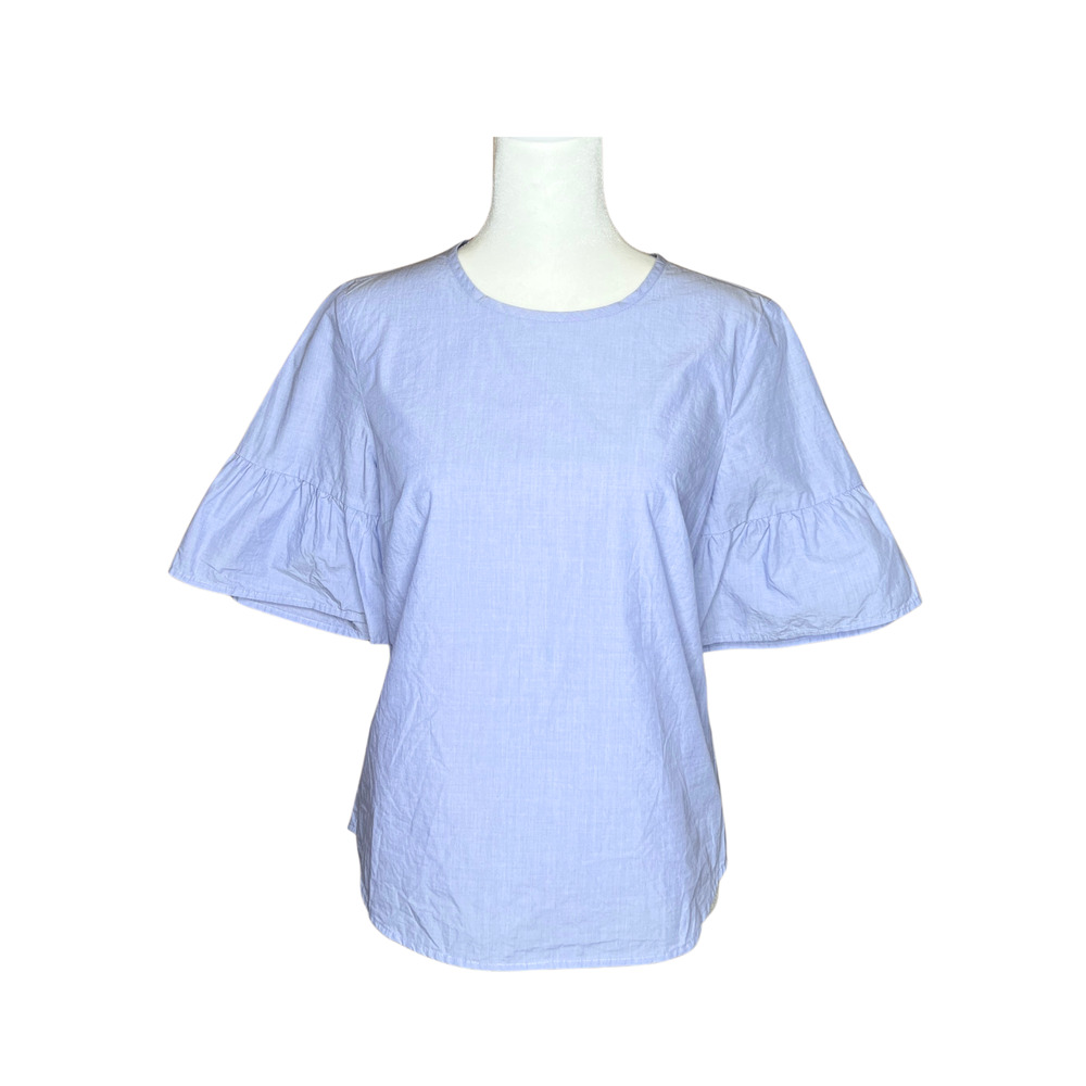 J. Crew Button-back Bell Sleeve Top 2 Periwinkle Light-weight Coastal Minimalist